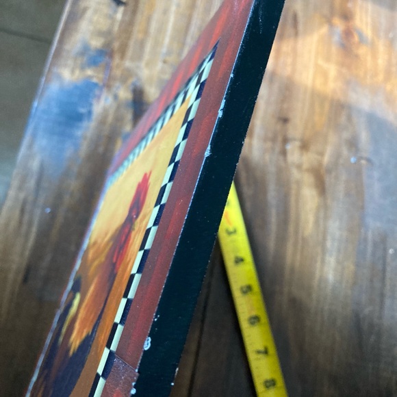 Rooster Wall Decor - Wood Plaque 11”x11” square - Rustic Country Kitchen Decor - Picture 8 of 9